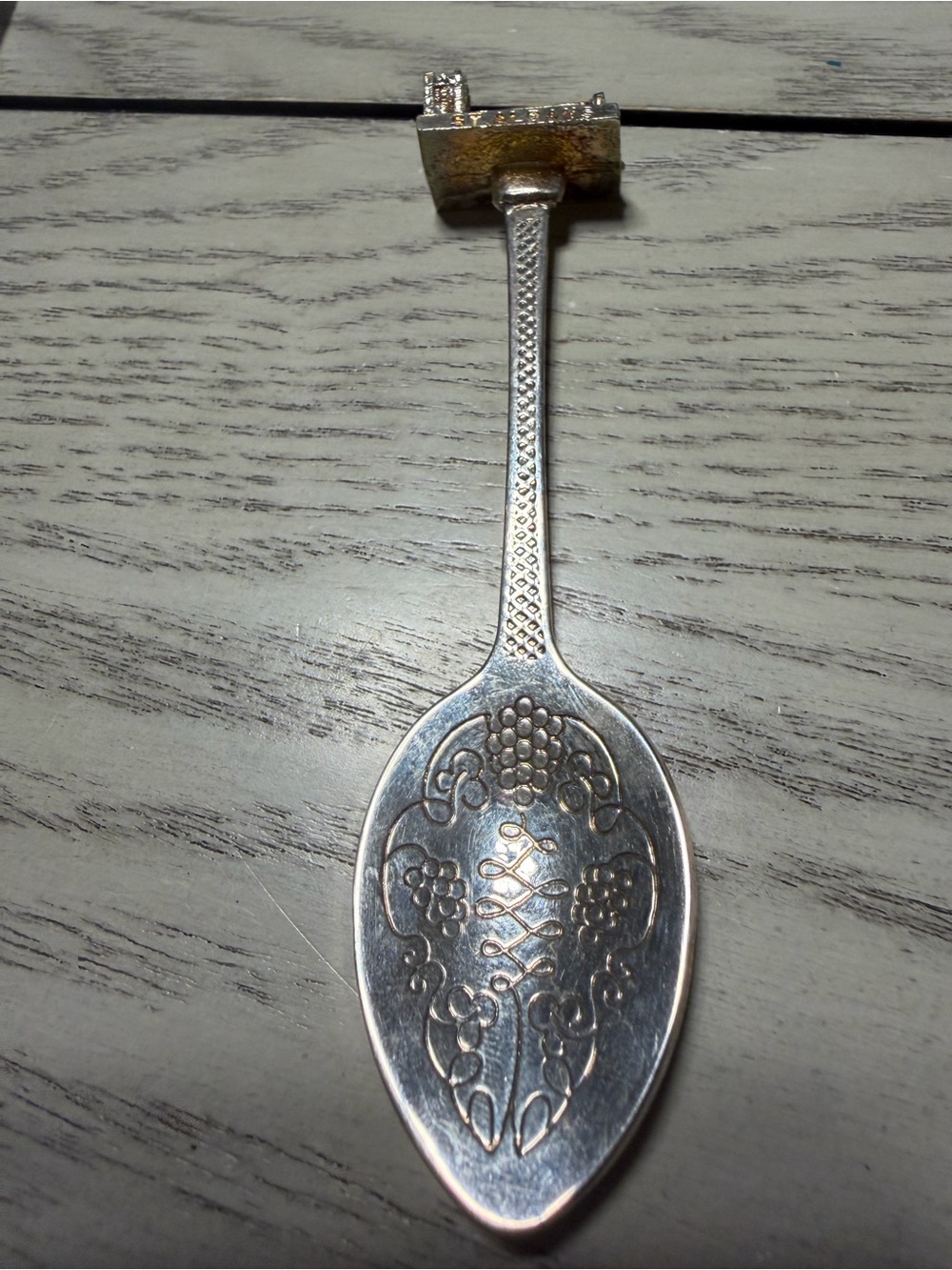Engraved Decorative Silver-Tone Spoon